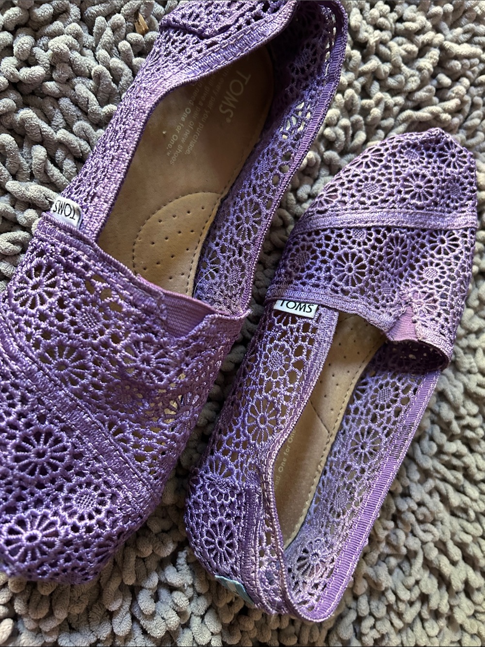 Toms Purple Crochet Slip-On Flats